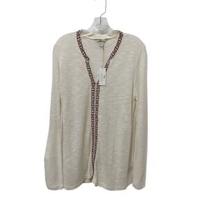 Bob Timberlake Elegant Cream Cardigan with Patterned Trim